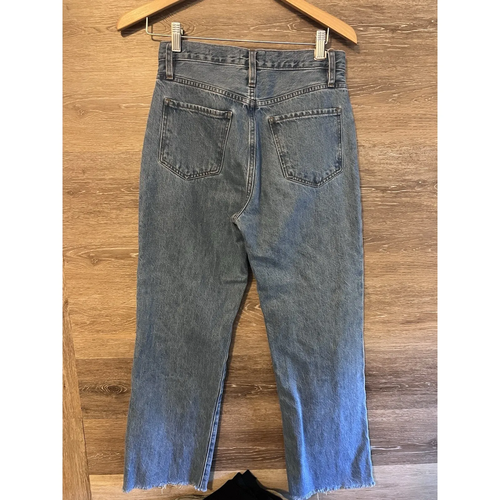 Frame Le Jane Crop High Rise Wide Leg Straight Jeans Women’s Size 27 Raw Hem - Image 8