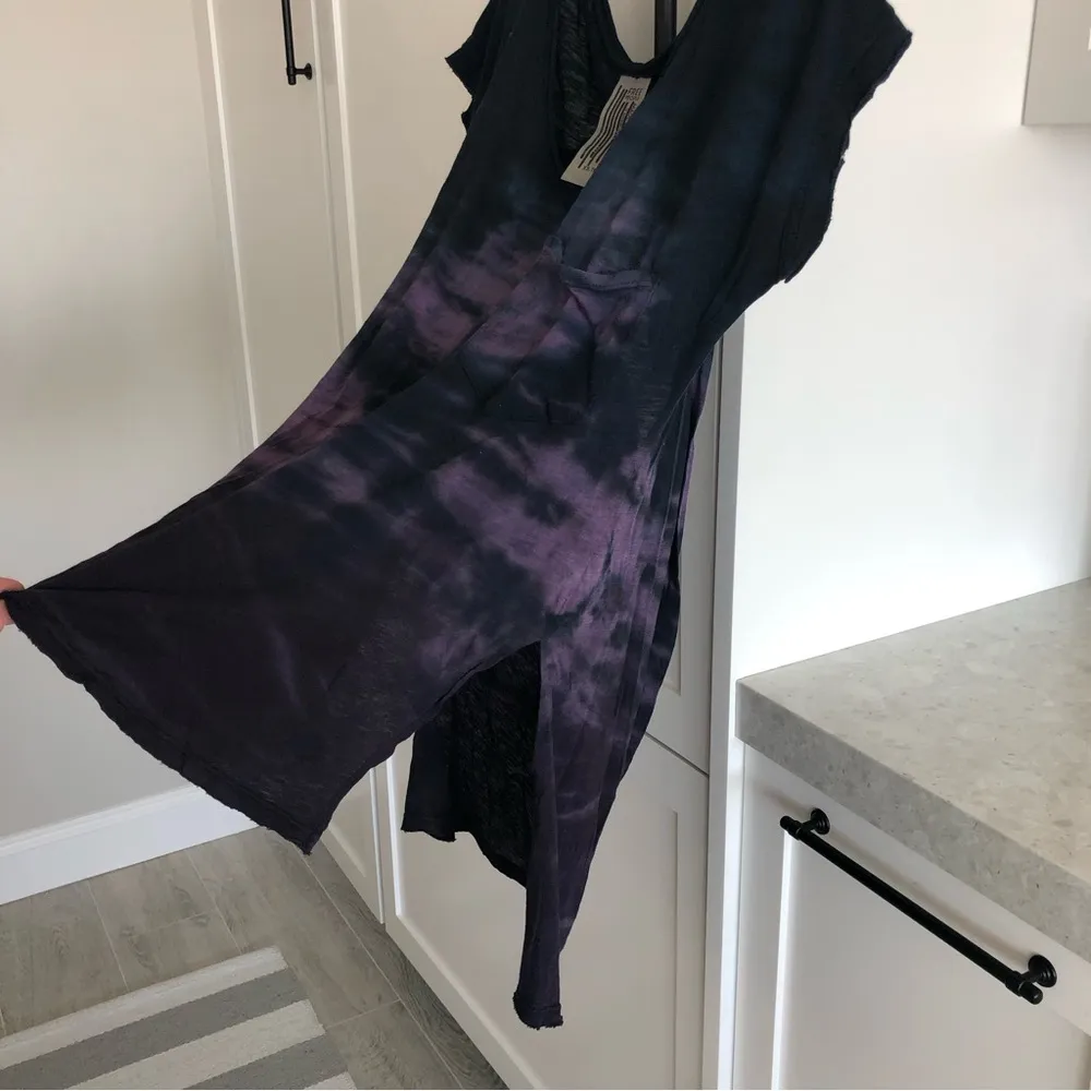 Free People Purple Tie Dye Open Back Tunic Tee - Image 7