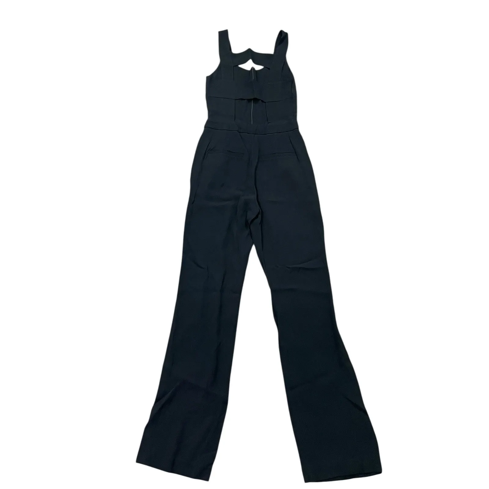 A.L.C.‎ Reed Jumpsuit Black Wide Leg Cutout Back Women Size 0 Crepe Front Zip - Image 4