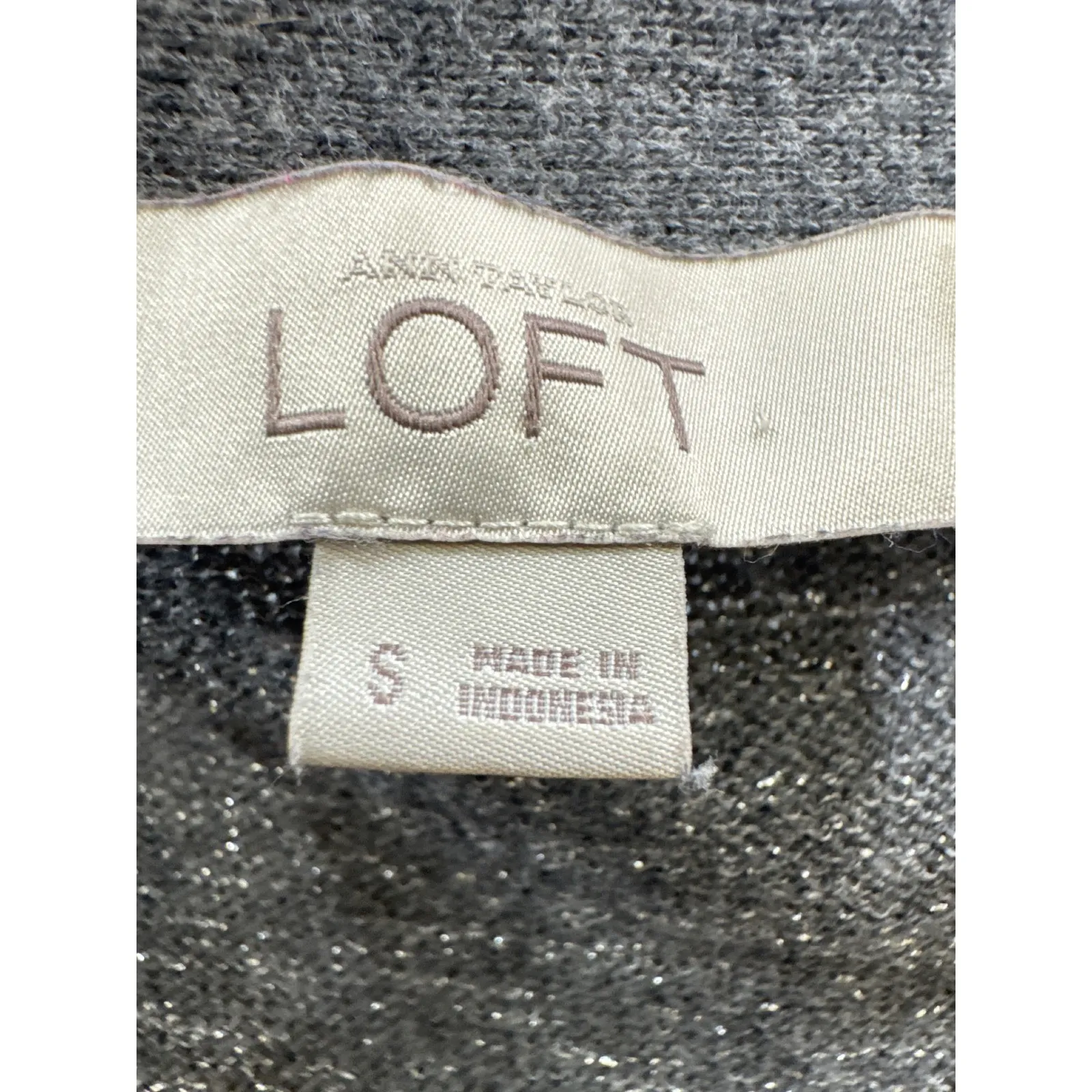 LOFT Women's Gray Metallic Knit Cardigan‎ Sweater Size S sparkling - Image 6
