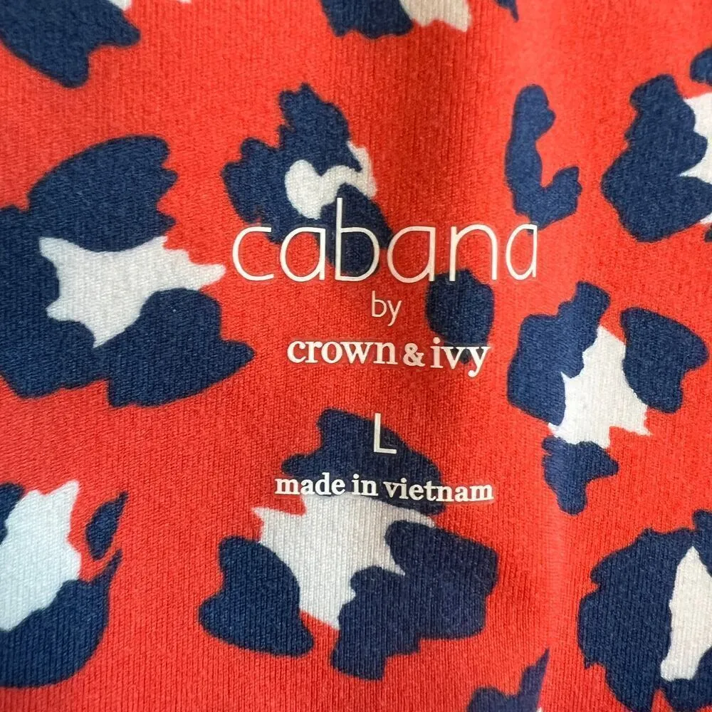 Cabana by Crown & Ivy Leopard  Blue/Orange Leggings Auburn Colors Size L NWT - Image 5