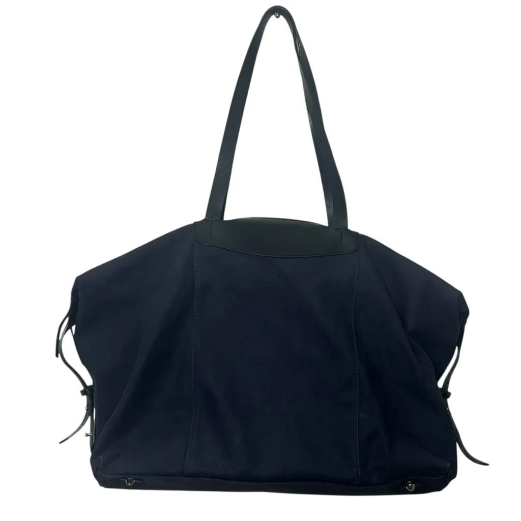 Cuyana Le Sud Weekender Bag Navy Canvas Black Leather Large Travel Tote - Image 2
