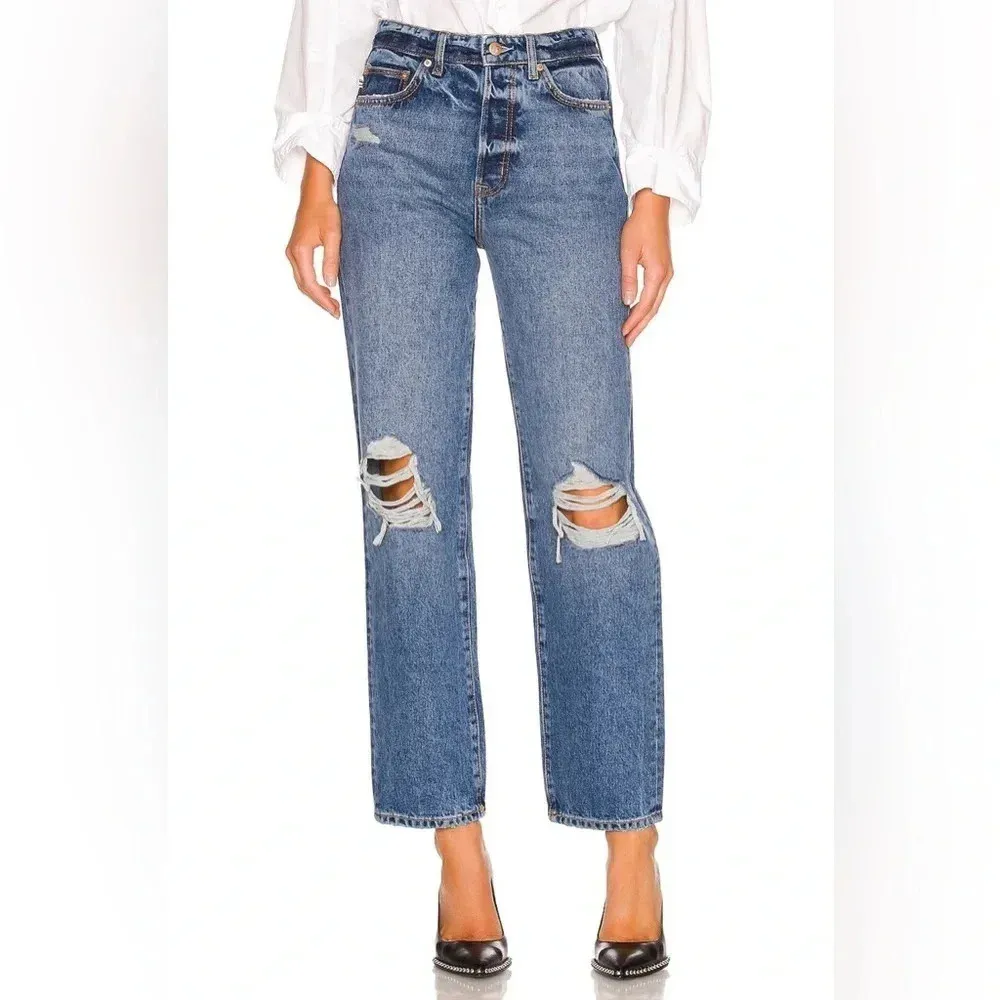 NWT Lovers and Friends Ryan High Rise Straight Jean - Distressed Denim - Image 13
