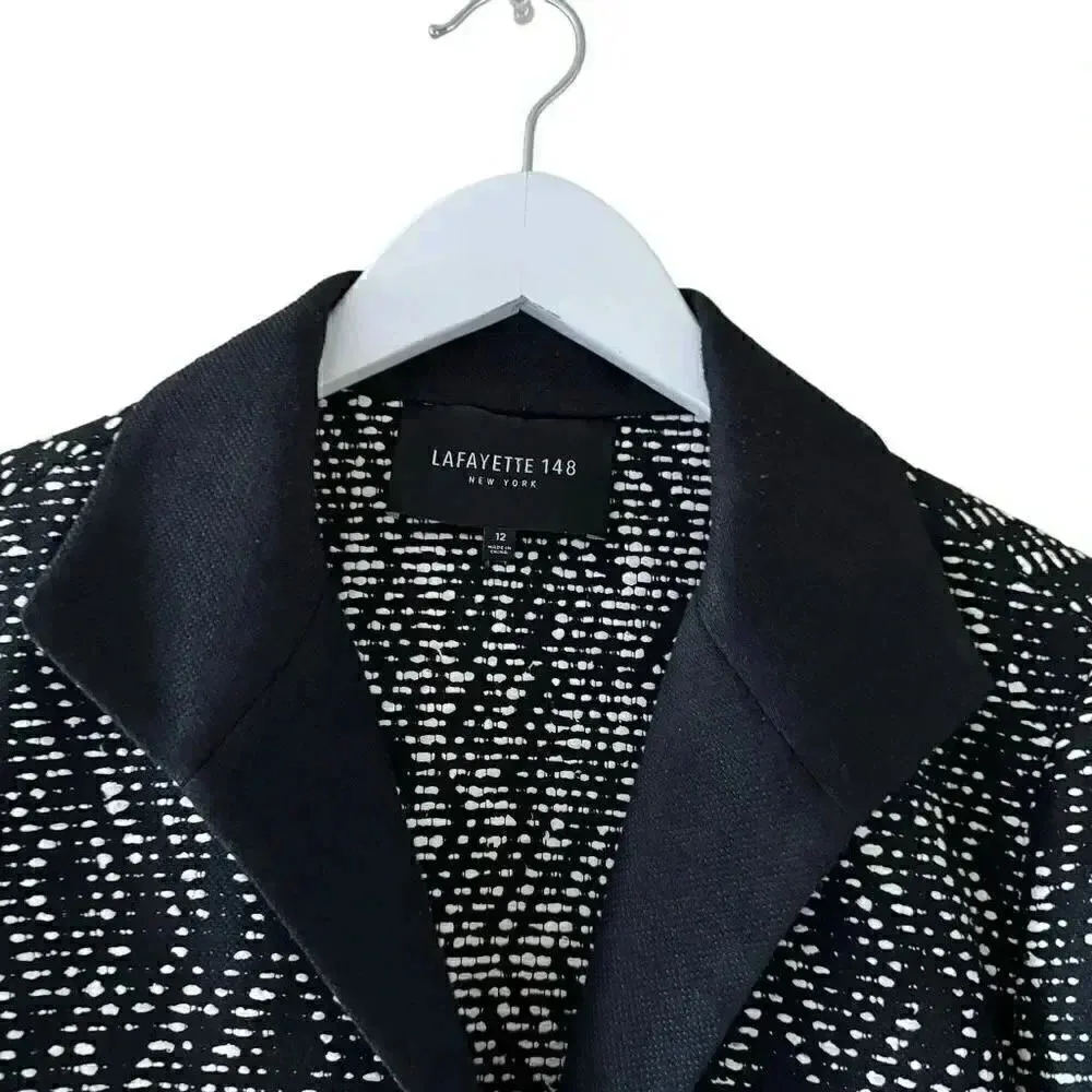 Lafayette 148 Women’s Blazer Black White Flat Hook and Eye Closure Versatile 12 White - Image 3