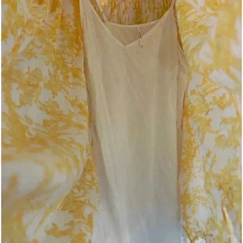 Free People Marigold Lace-Hem Cotton Shift Dress Women's Size S - Image 4