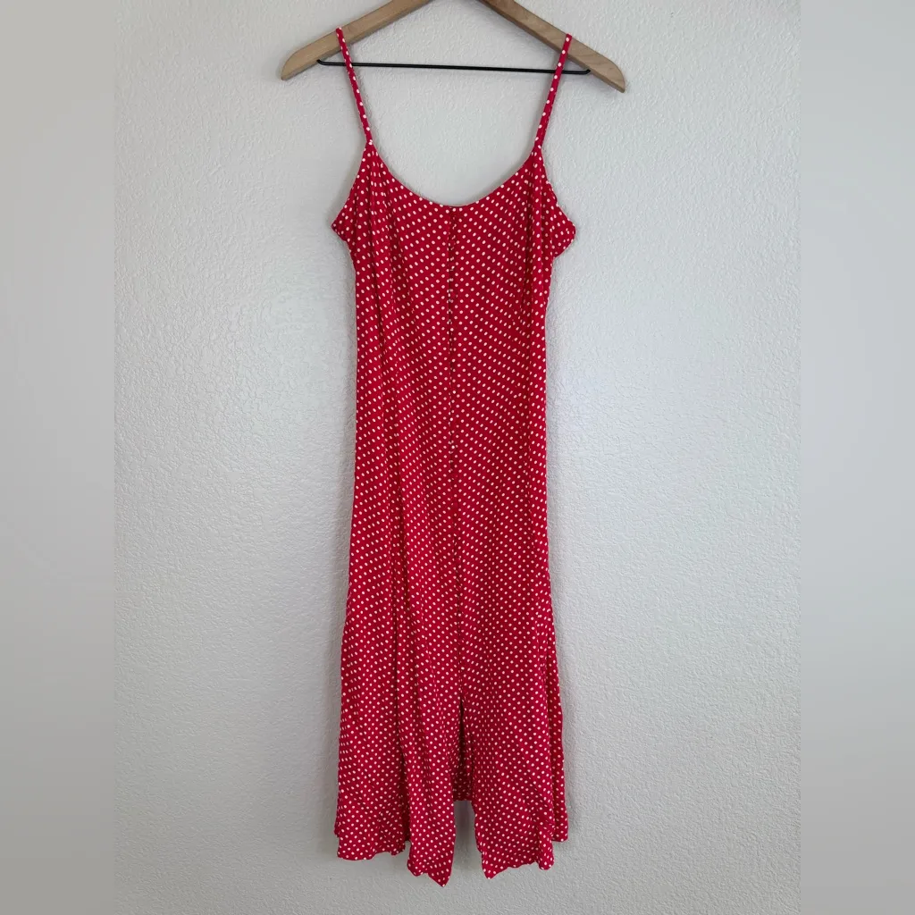 Privacy Please x Revolve Rosalee Midi Slip Dress Red White Polka Dot Small $168 - Image 4
