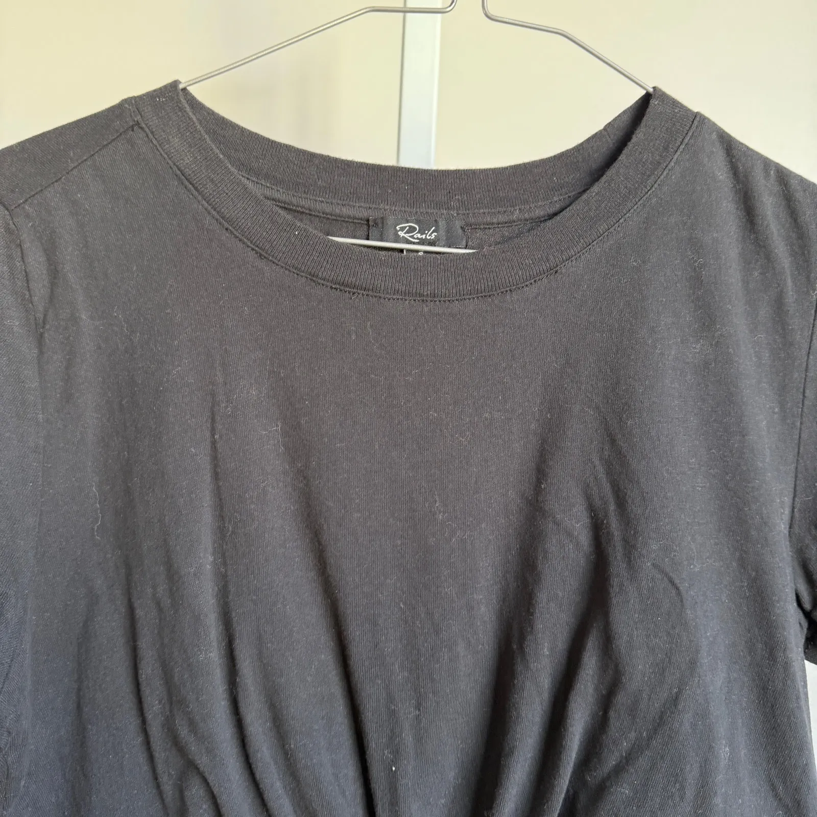 Rails‎ sz S Black Cotton Adjustable Ruched Crop Tee - Image 2