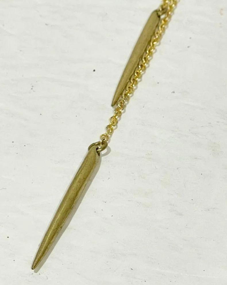 Soko Jicho Lariat Gold Tone 23” Bullet Long Horn Necklace - Image 2