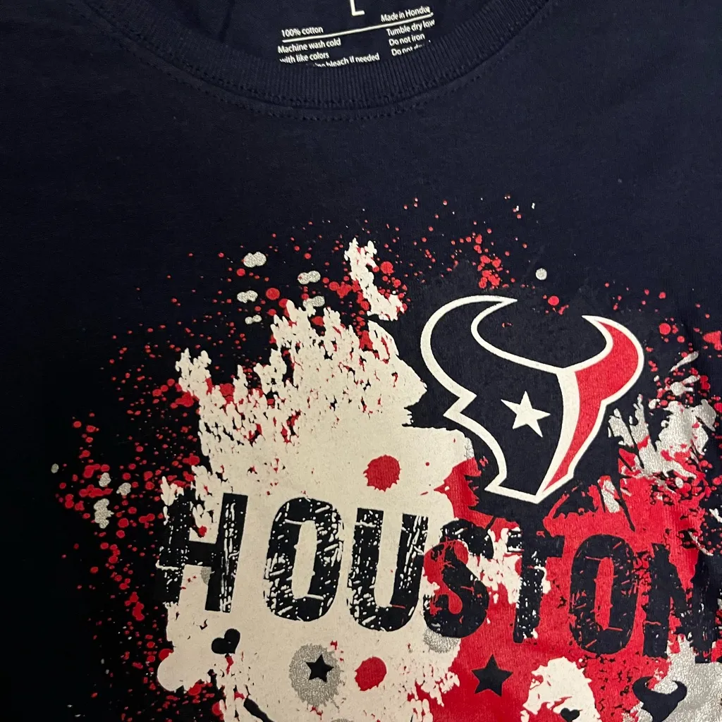 Womens Houston Texans football nfl Navy Graphic T-Shirt - Image 2