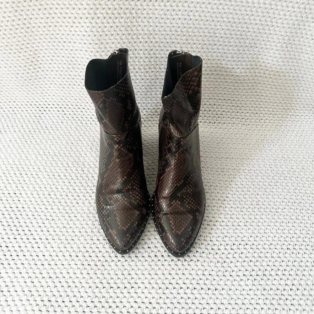 Treasure & Bond Nordstrom Farrah Brown Faux Snake Western Stud Ankle Boots 6.5 - Image 5
