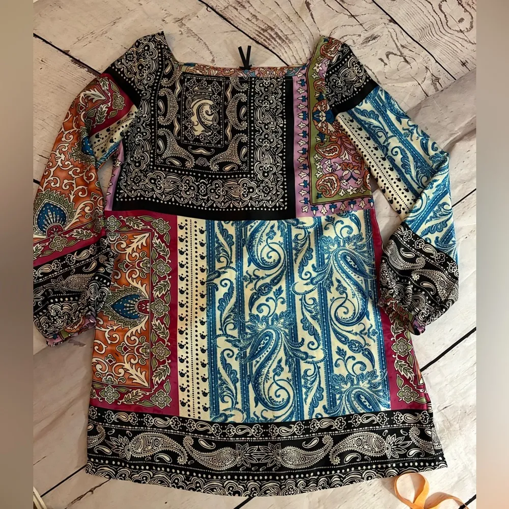 LAPIS SMALL Colorful Paisley and Floral Long Sleeve Dress - Image 2