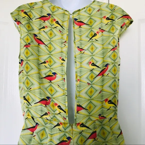 Crop david peck M Silk romper Artsy chartreuse bird print Green Size M - Image 5
