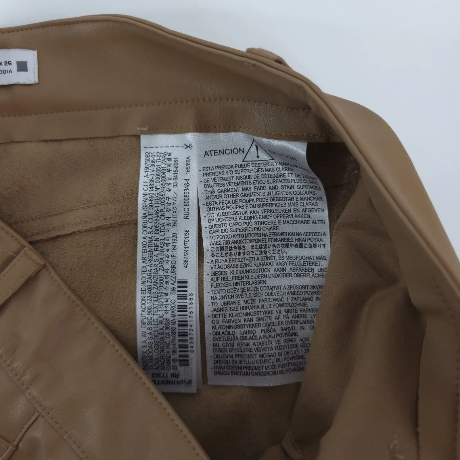 Zara Pants Womens 4 (27x25.5) Vegan Brown Faux Leather Flare Mid Rise - Image 9