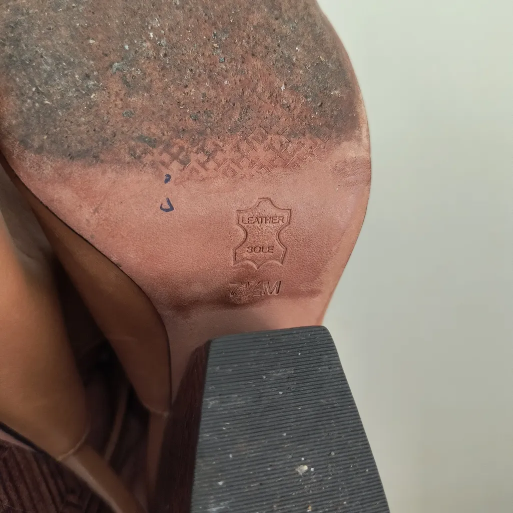 Tory Burch Tan Grove Open Toe Ankle Strap Leather Booties Size 7.5M - Image 7