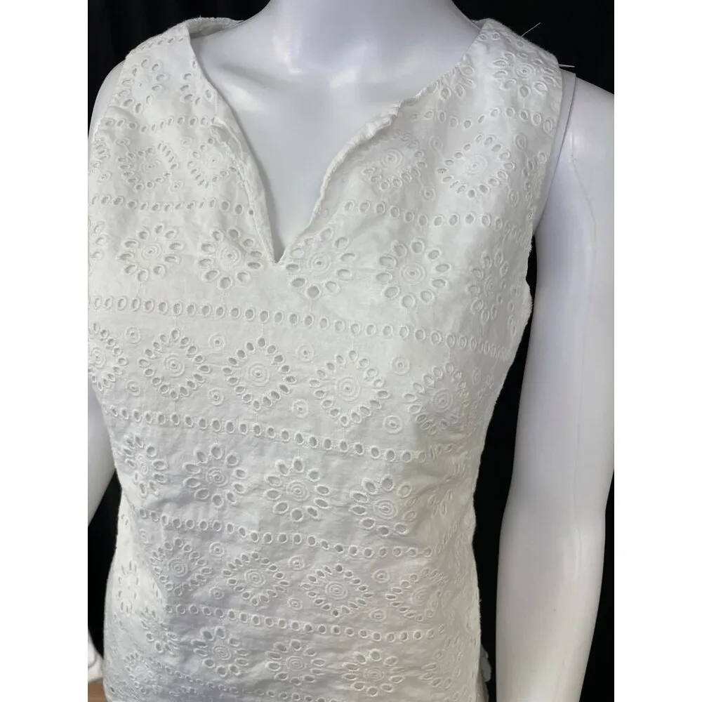 Vineyard Vines Women's White Sleeveless Shirt/Blouse Scallop Hem Size 4 SKU 4854 - Image 2