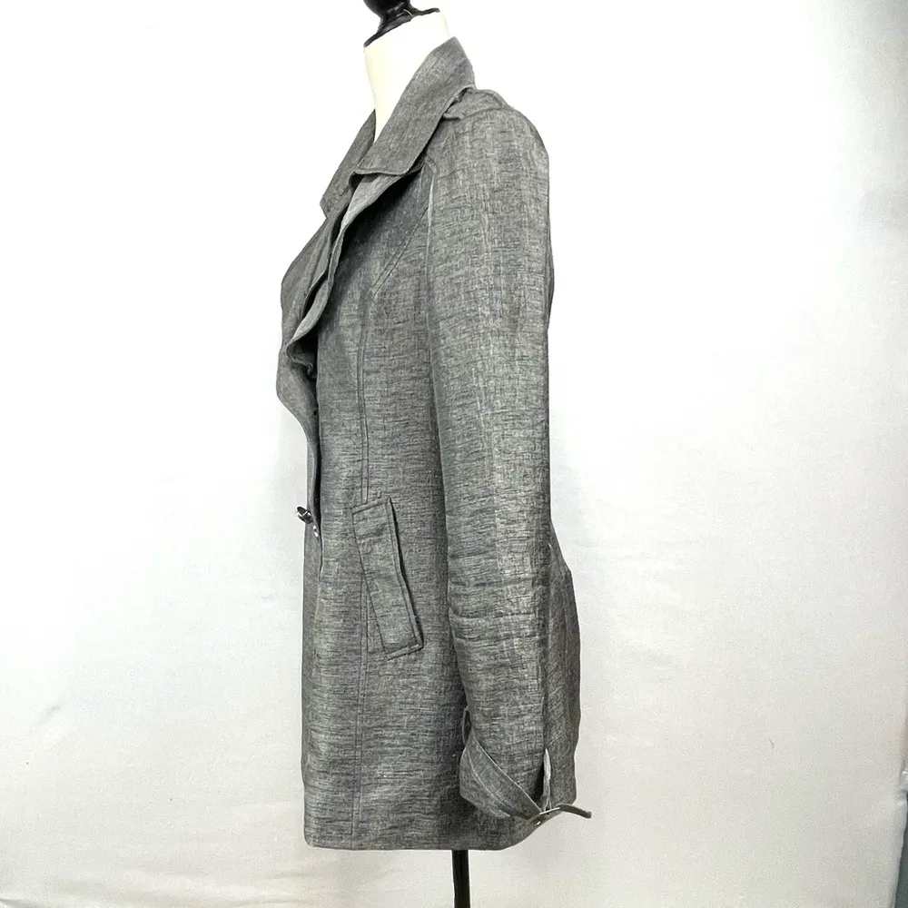 EXPRESS  Double Breasted Silver Chiffon Trench Coat Size M - Image 3