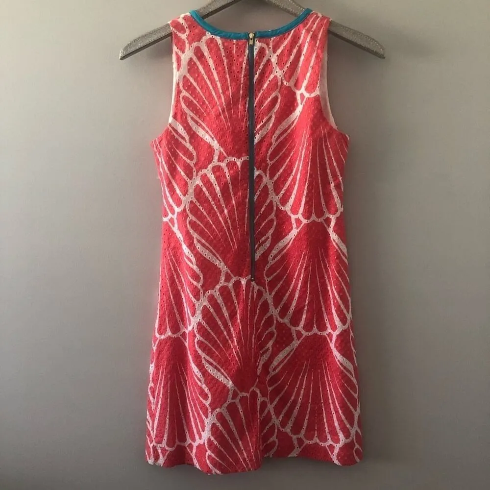 Crown & Ivy Coral Seashell Print Eyelet Shift Dress NEW - Image 4