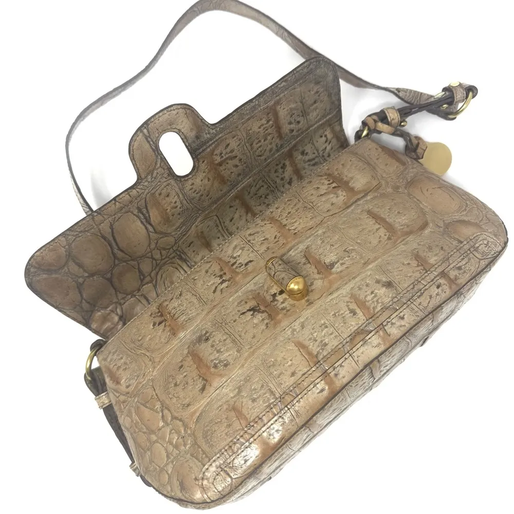 Brahmin Croc-Embossed Leather Shoulder Bag – Chestnut Brown Vintage - Image 7