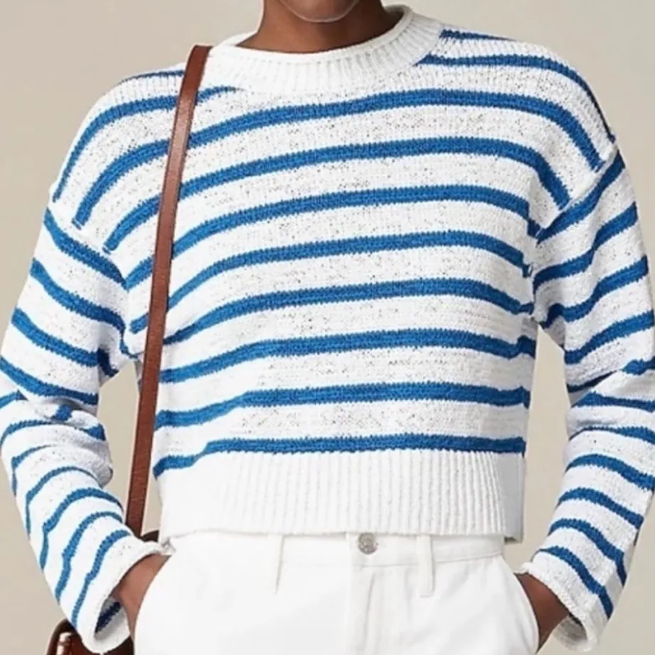 J. Crew Texture Tie-Back Rollneck Relaxed Pullover In Stripe Size S - Image 6