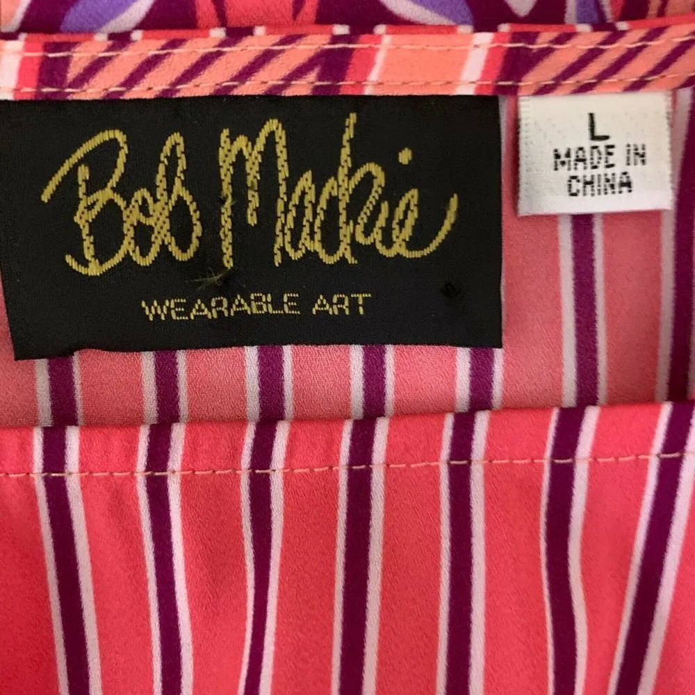 Bob Mackie Wearable Art Pink Multi Boho Artsy Top - Image 5
