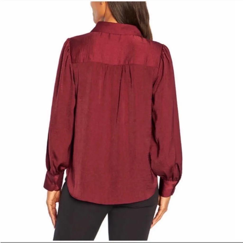 Banana Republic Burgundy Red Women's Satin Pullover Blouse Collar Large NWOT - Image 2