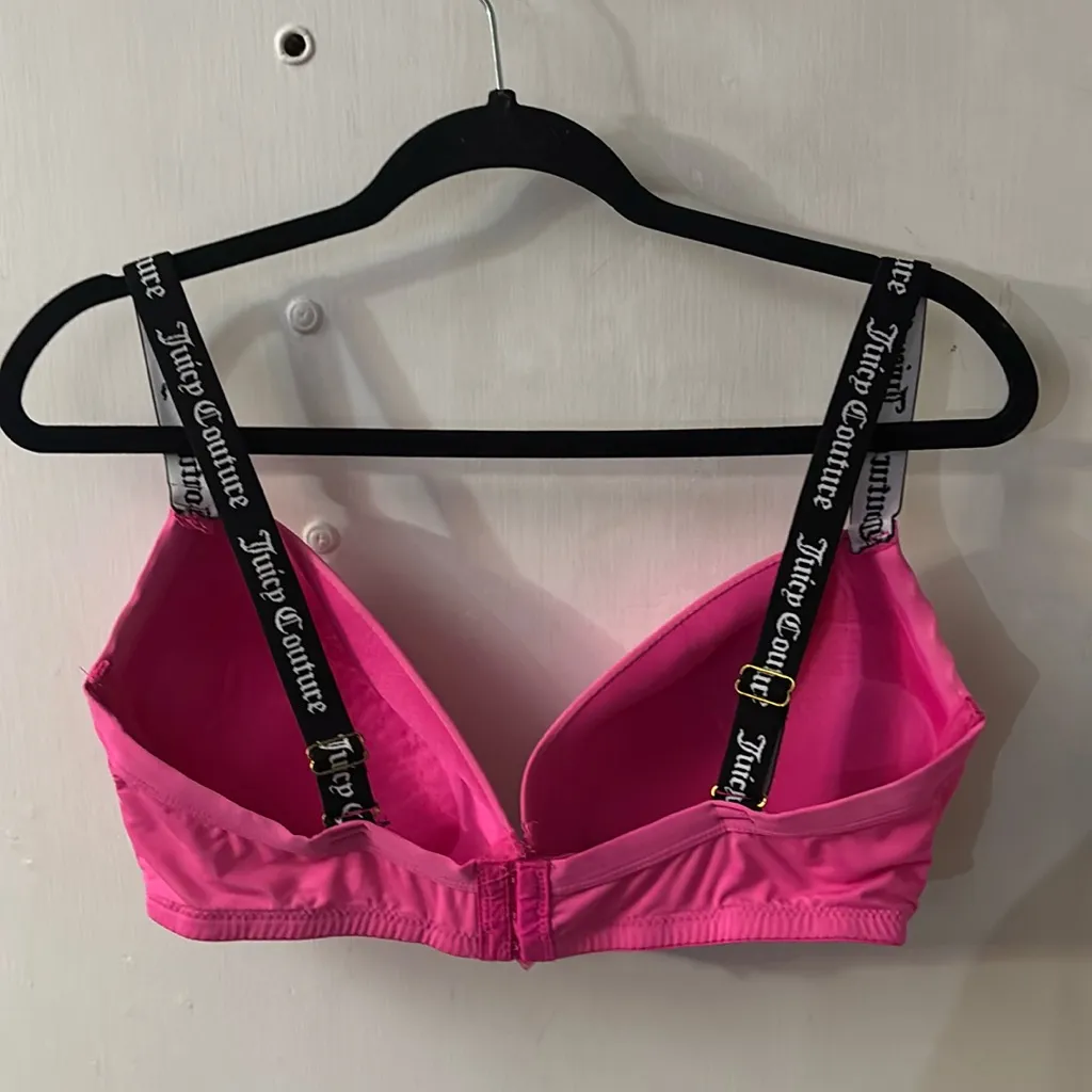 Juicy Couture Pink Adjustable Wide Strap Bra 40C Comfy Minimalist Lingerie Cozy - Image 2