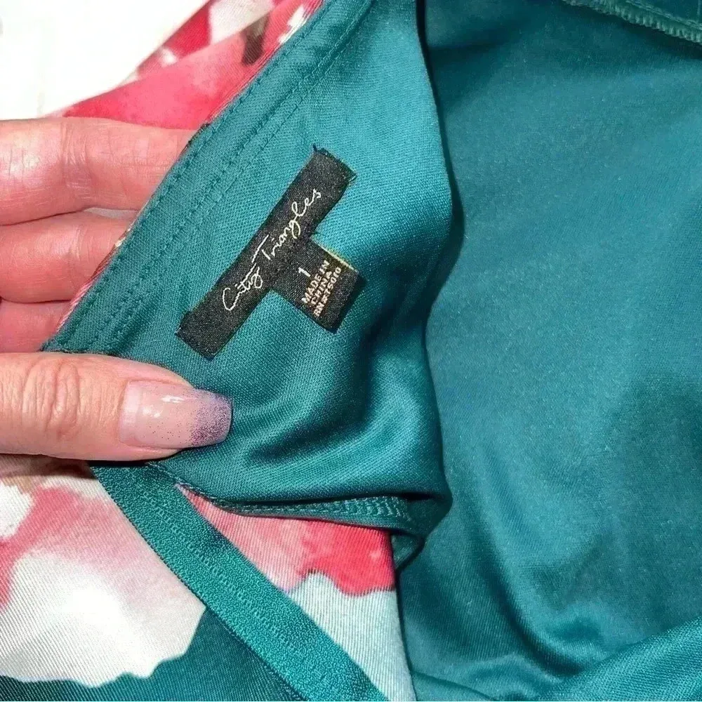 City Triangles Y2K Flare Green & Pink Floral Open Back Mini Dress - Image 11