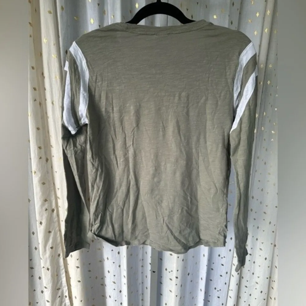 Victoria's Secret PINK Olive Green Camo Graphic Long Sleeve Campus Tee T Shirt M - Image 3