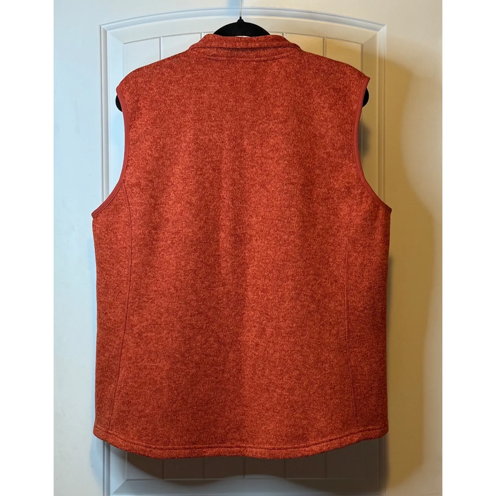 Orvis Fleece Vest Orange Full Zip Down Pockets Outdoor Hiking Travel Unisex XL # - Image 3