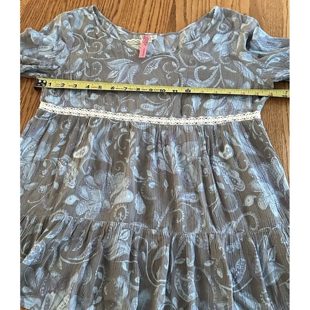 Vintage Baby Doll 90s Blouse Round Neck Y2K Empire Waist Size Floral Print - Image 12