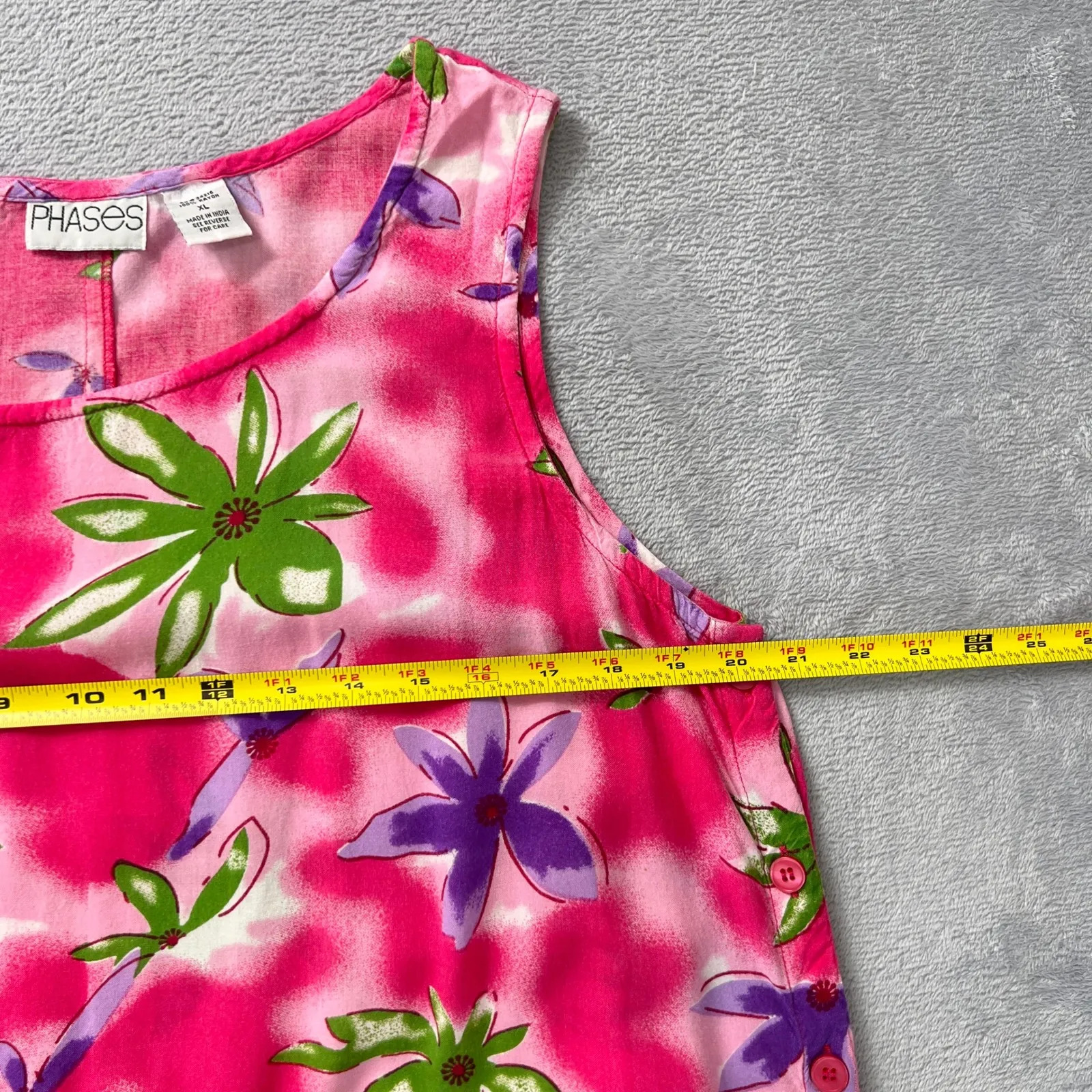 Phases Maxi Dress Hawaiian Pink Floral Sleeveless Muumuu Casual Resort Wear‎ XL - Image 8