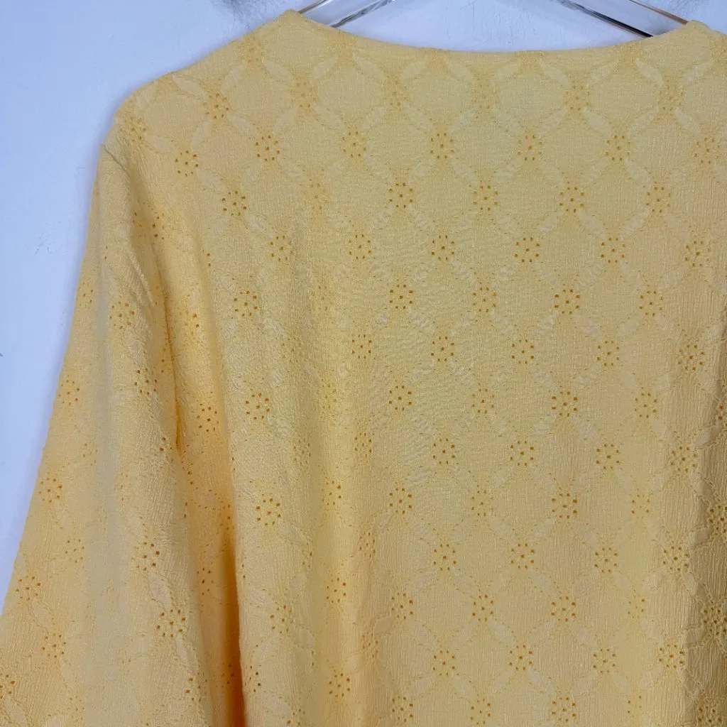 NWT Chico's Eyelet Scoop Neck Ruffle Sleeve Top 3/4 Lemon Chiffon Size XL NEW - Image 8