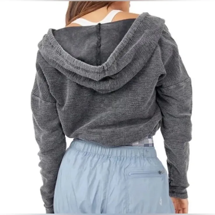 Free People Movement Gray Wrap Top Sweatshirt Hoodie Size XS Ballet Core - Image 2