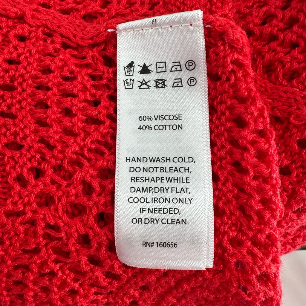 C&C California Red Crochet Knit Coverup Dress size Medium Sleeveless Tank Scoop - Image 10