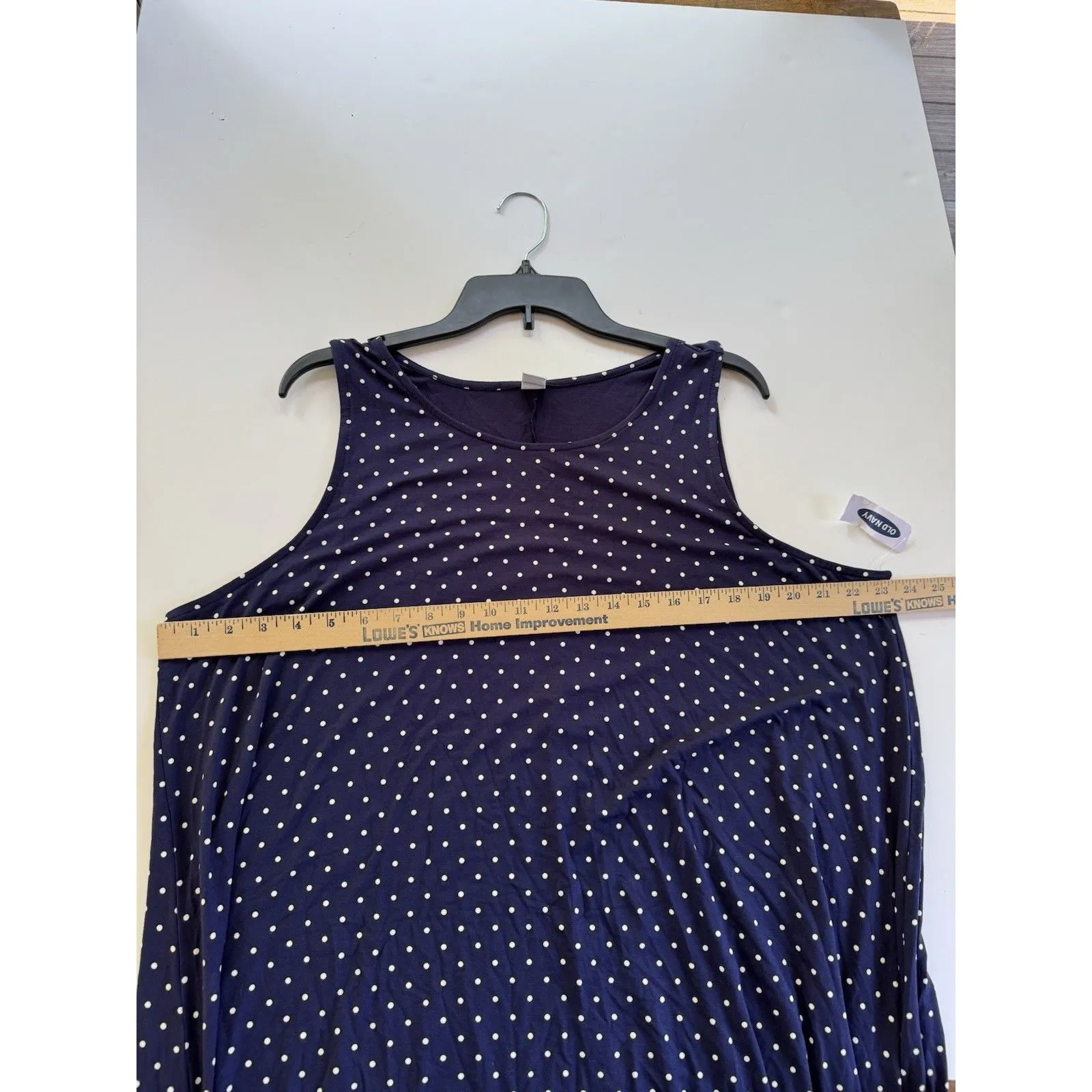 Old Navy Dress Navy White Polka Dot Size XXL A-line Midi Tank Sleeveless New - Image 9
