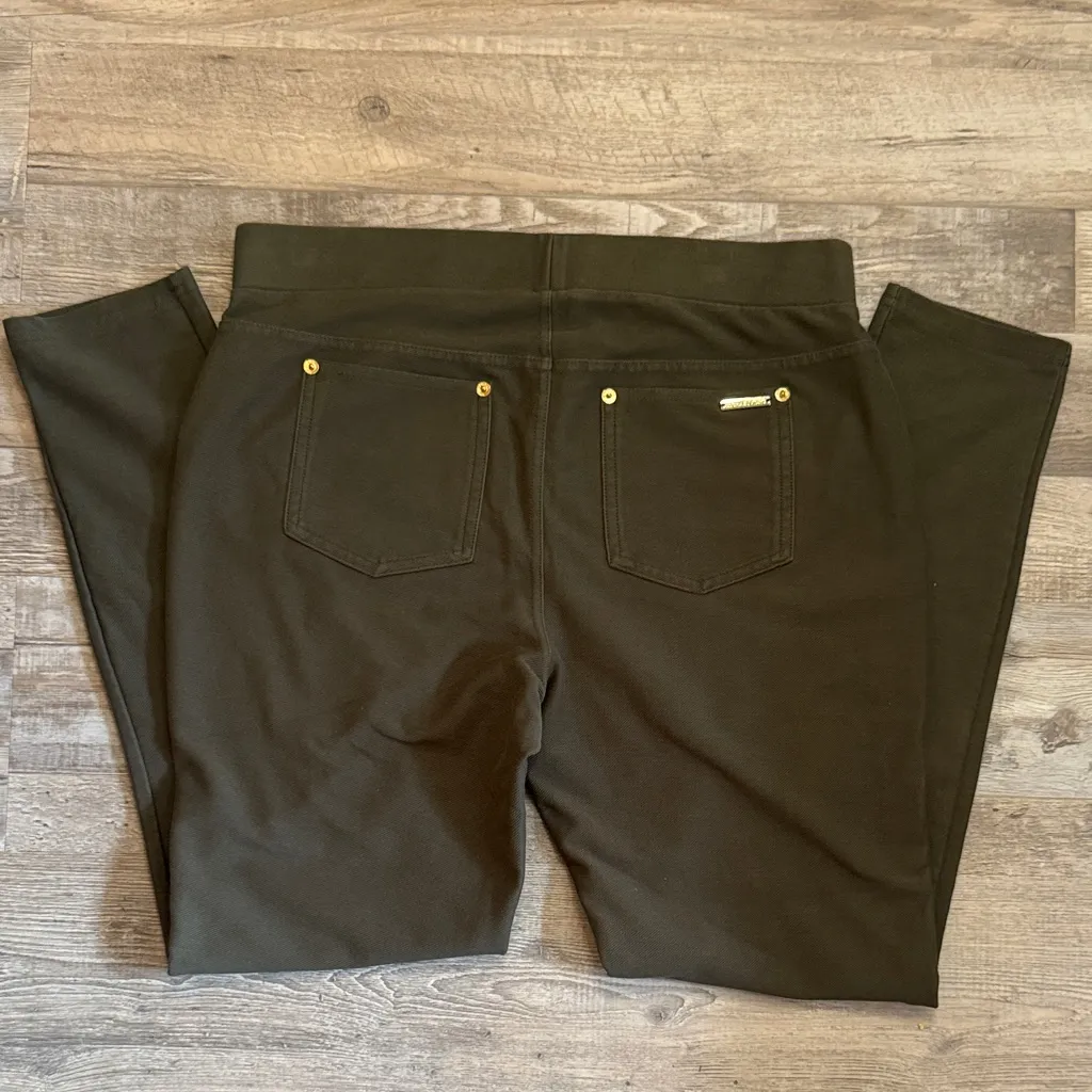 Michael Kors Dark Green Stretch Pants size L Size L - Image 10