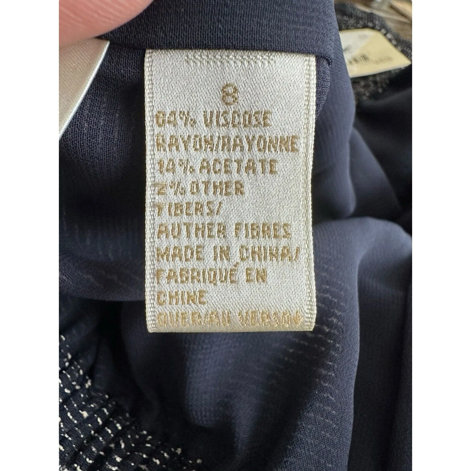 NWT $208 Dana Buchman Size 8 Lined Stretch Zigzag Navy Cream Straight Leg #X3-3‎ - Image 14