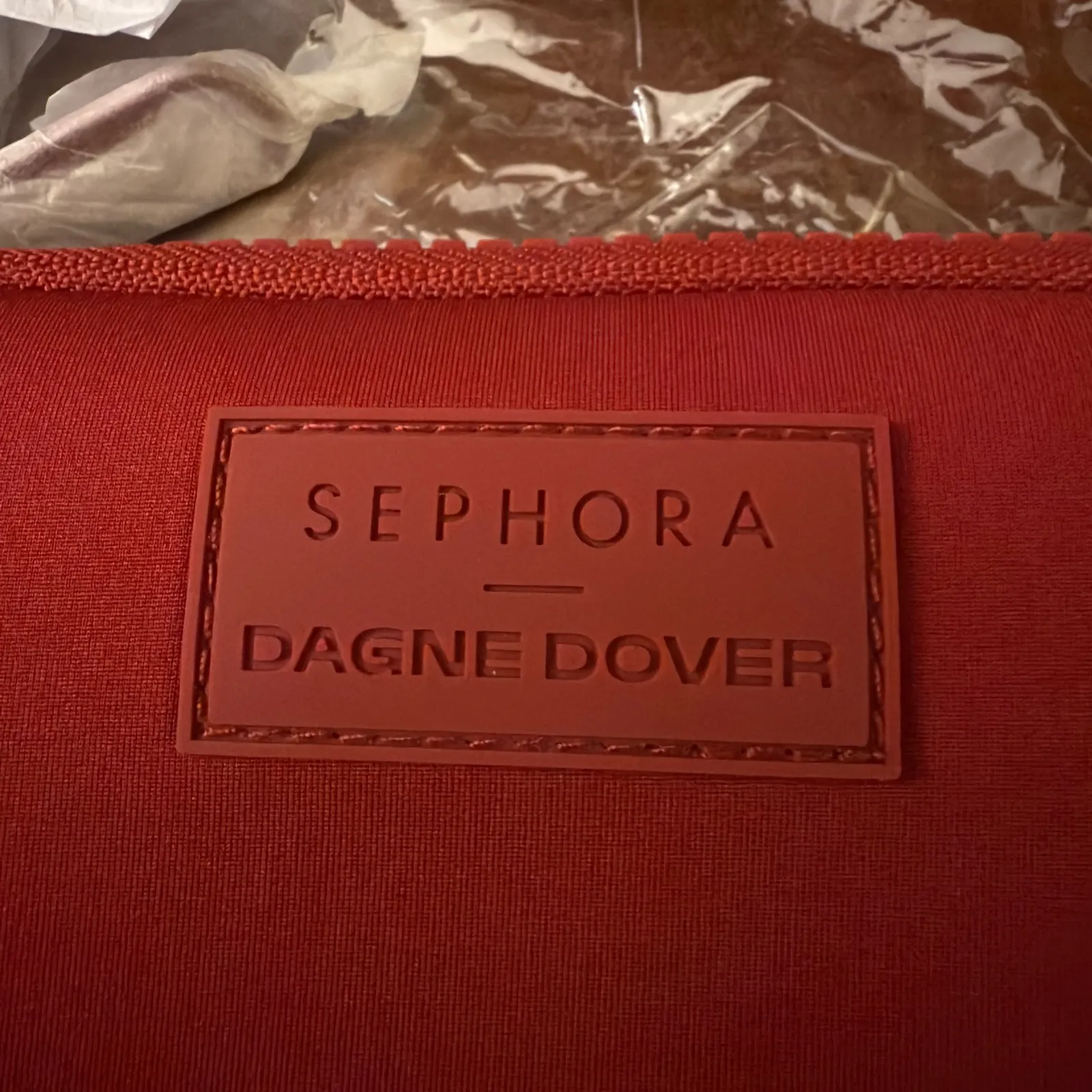 Sephora Dagne Dover Red Neoprene Cosmetic Bag Pouch with Strap - Image 2