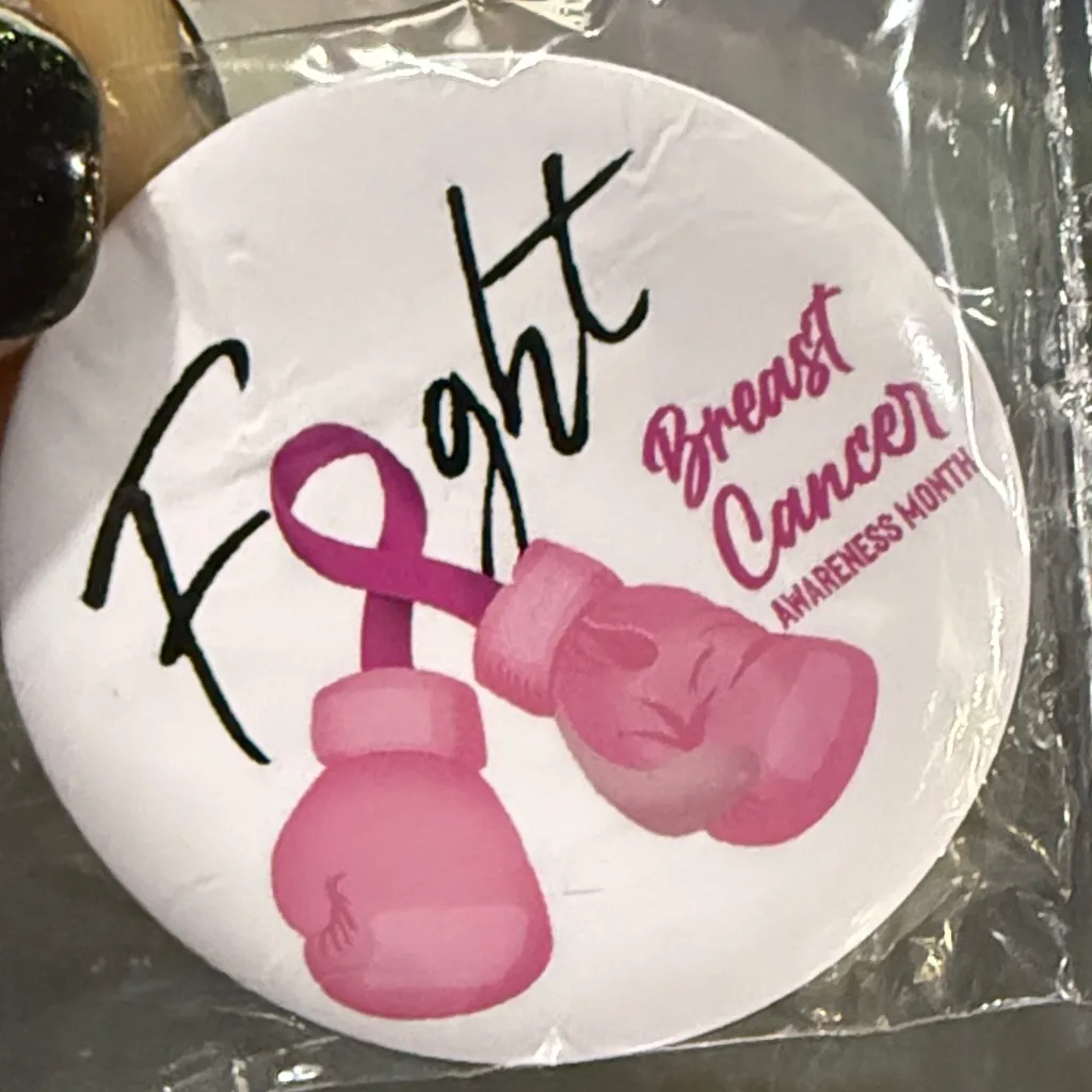 Pink Boxing Gloves Awareness Button - Image 2
