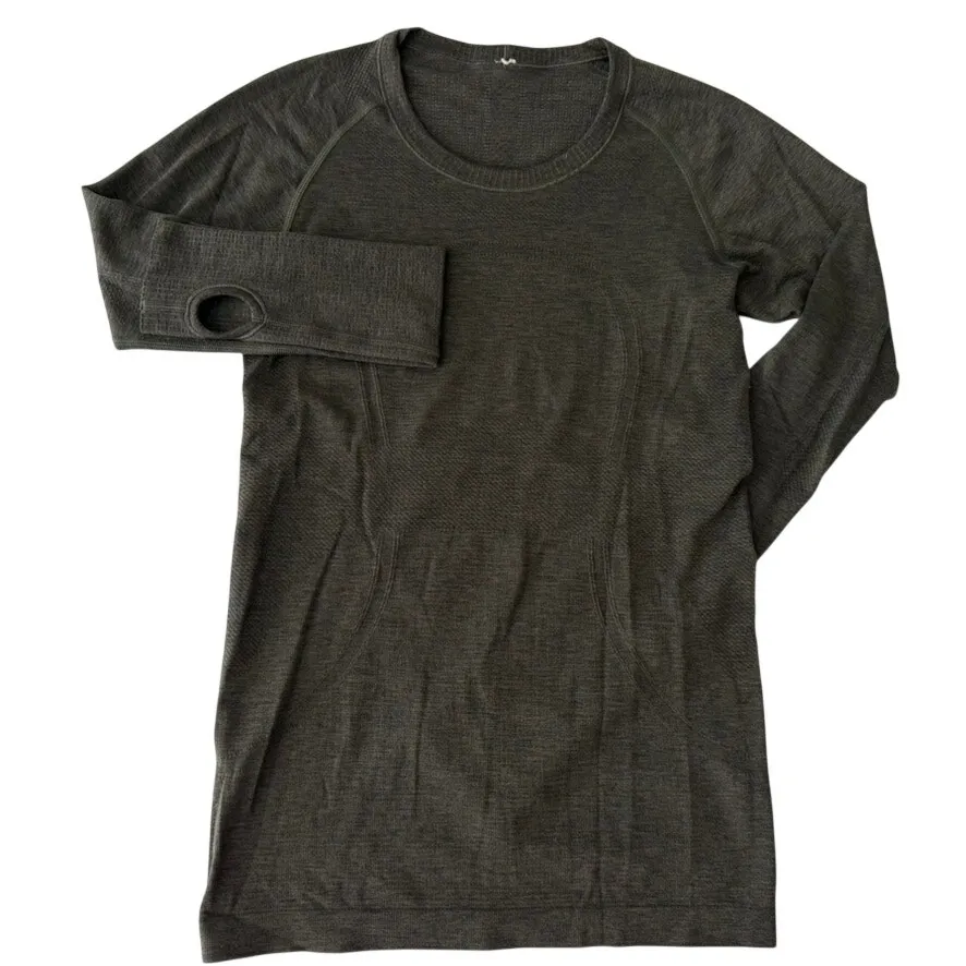 Lululemon Swiftly Tech Long Sleeve Shirt Size 6 Original Fit* Olive Green Black - Image 2
