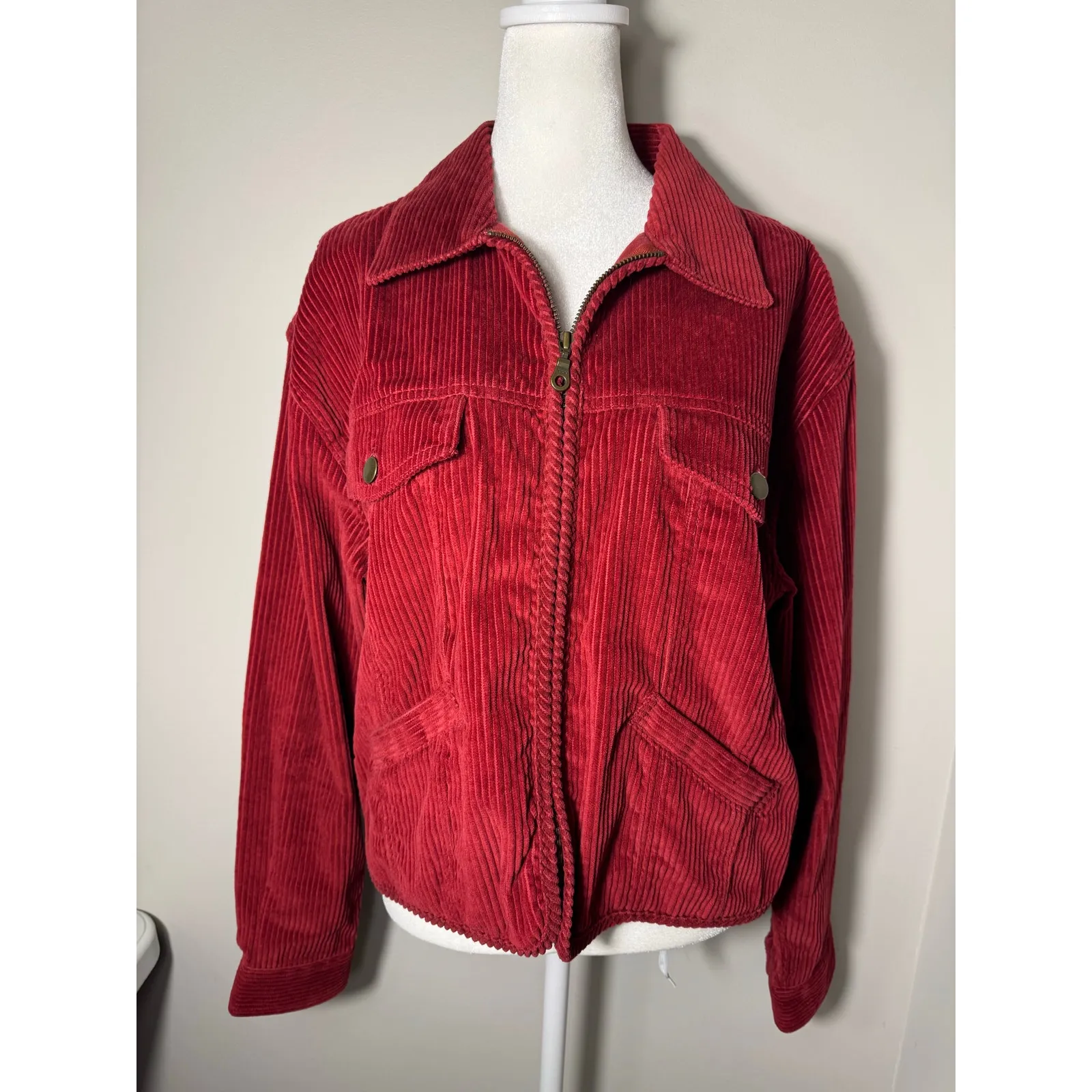 Vintage Crossroads Y2K 90s Red Corduroy Jacket Gilmore Girls Size M - Image 4