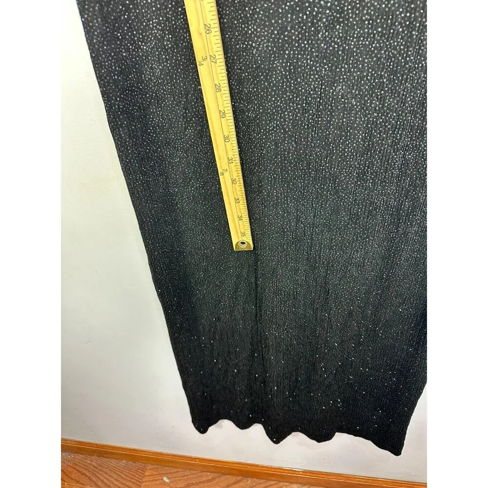 Alex Evenings Dress Womens 12P Black Sparkle Maxi Sleeveless Formal Glam Y2K - Image 3