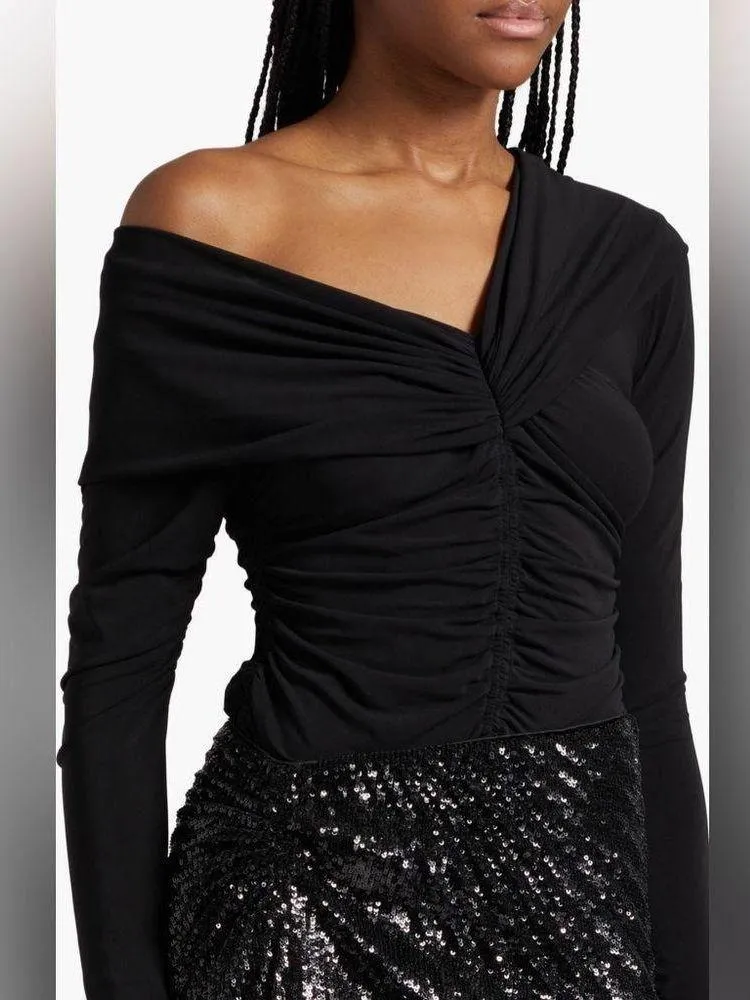 A.L.C. Marie Ruched Asymmetric One-Shoulder Top, black, Medium, $350 - Image 3