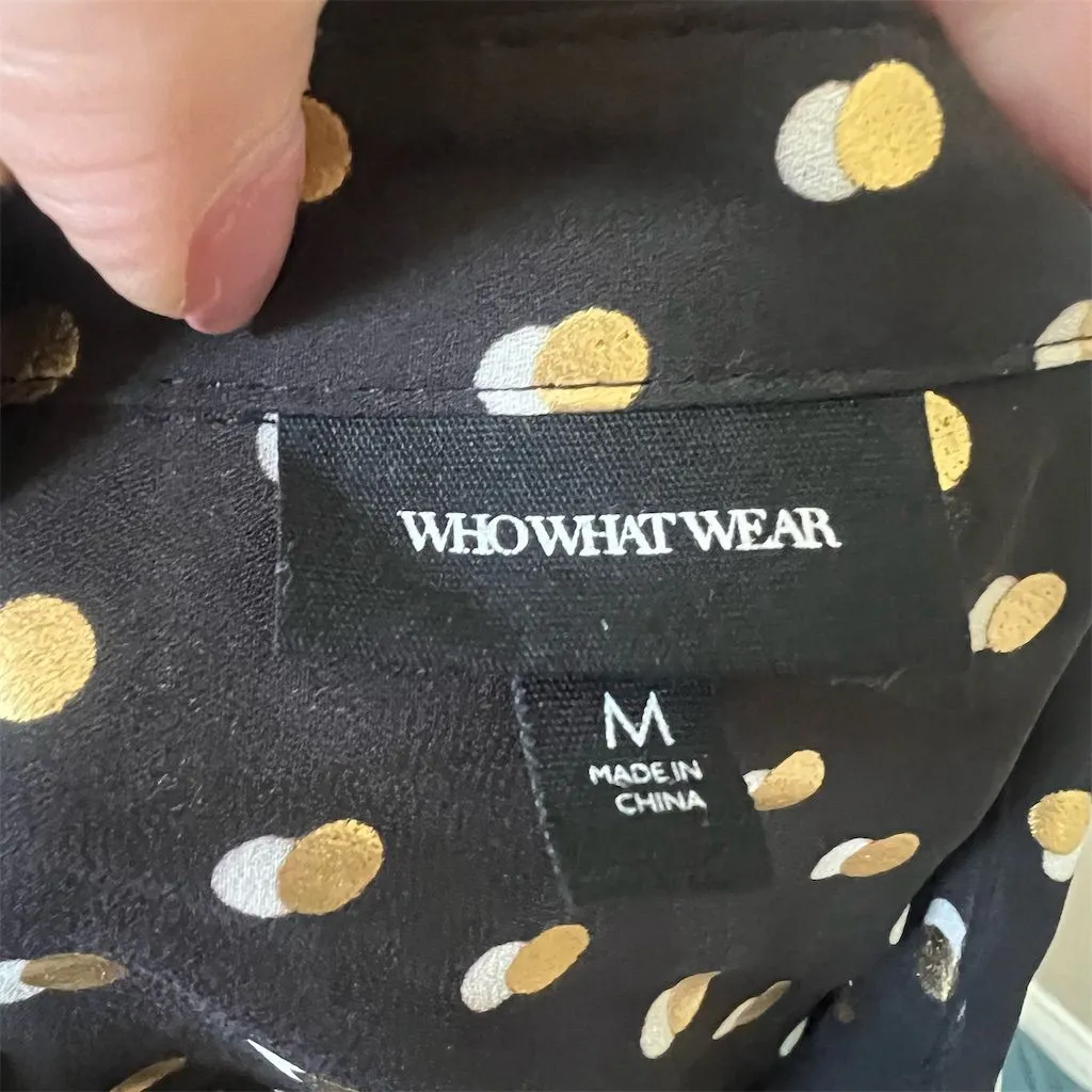 Who What Wear Women's Black/Gold Polka Dot Button Down Blouse Size M - Image 10