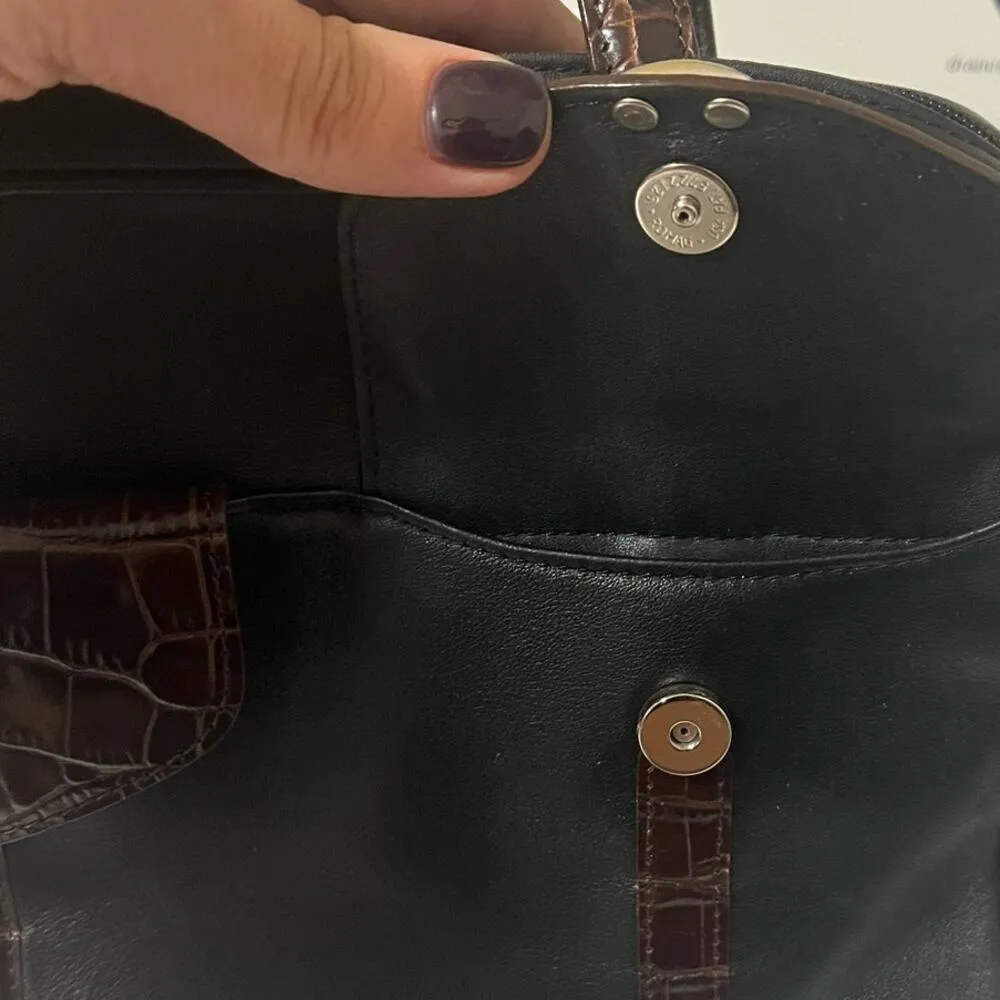 Brighton Double Pocket Black & Brown Leather Medium Shoulder Handbag RETIRED! - Image 11