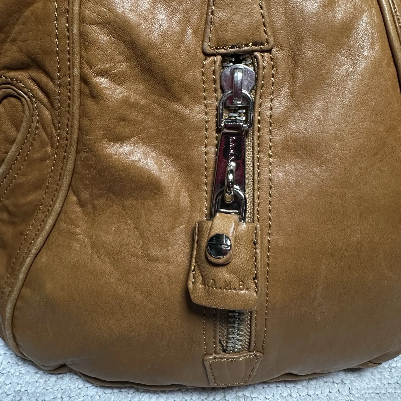 Y2K Designer L.A.M.B. Gwen Stefani Leather Crossbody Shoulder Bag Tan - Image 12