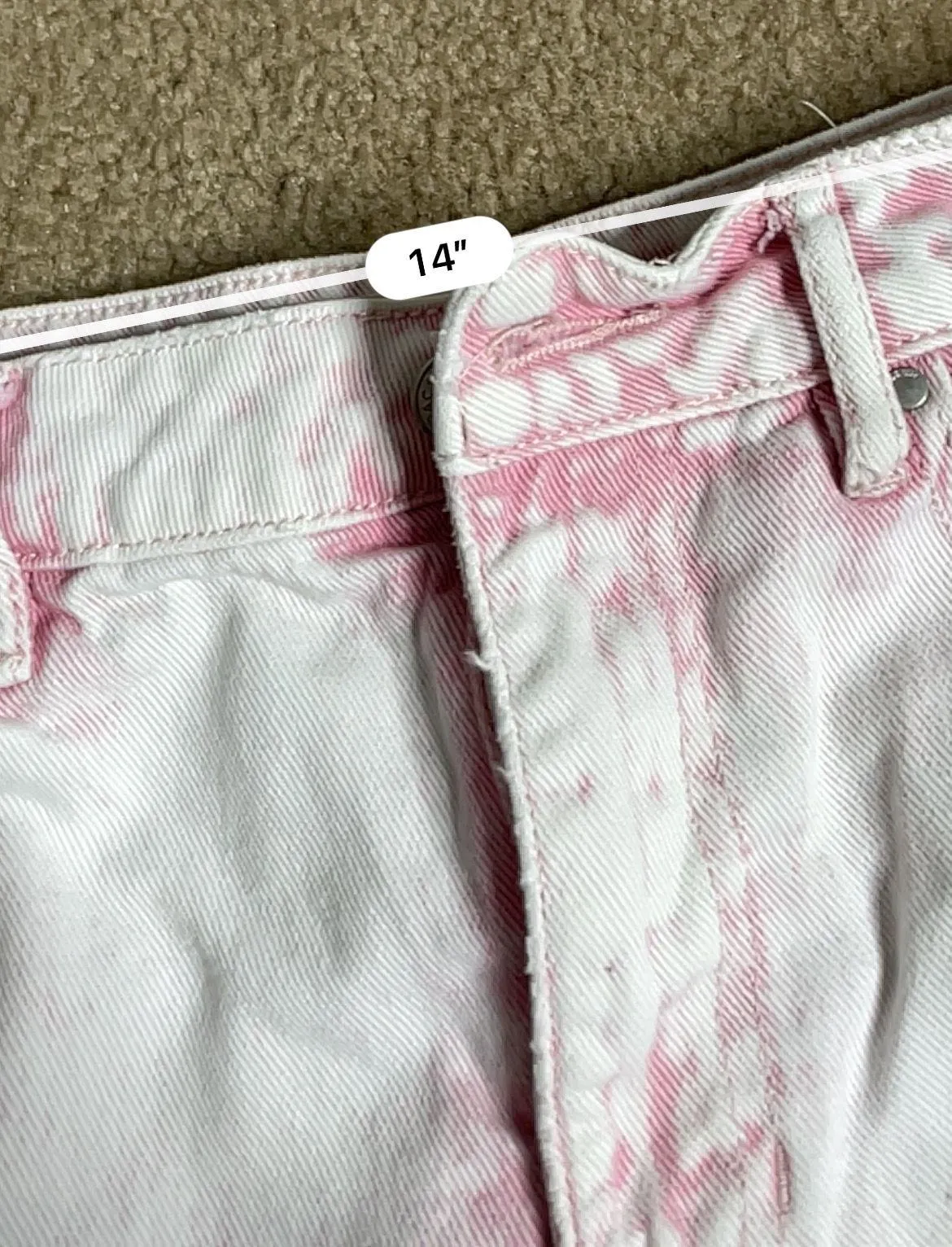 Pink Bleach Dye Denim Mom Shorts - Image 3
