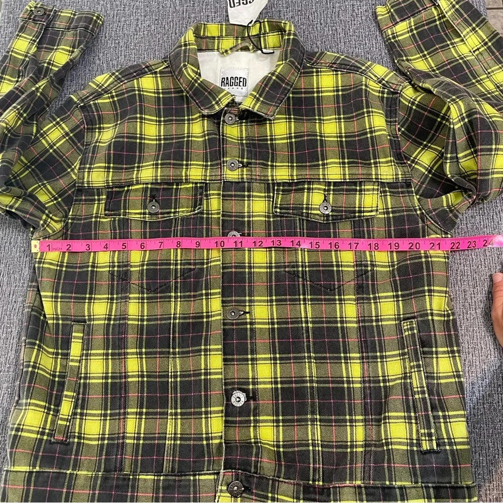 Ragged Jeans Line Plaid Denim Jacket Size L - Image 16