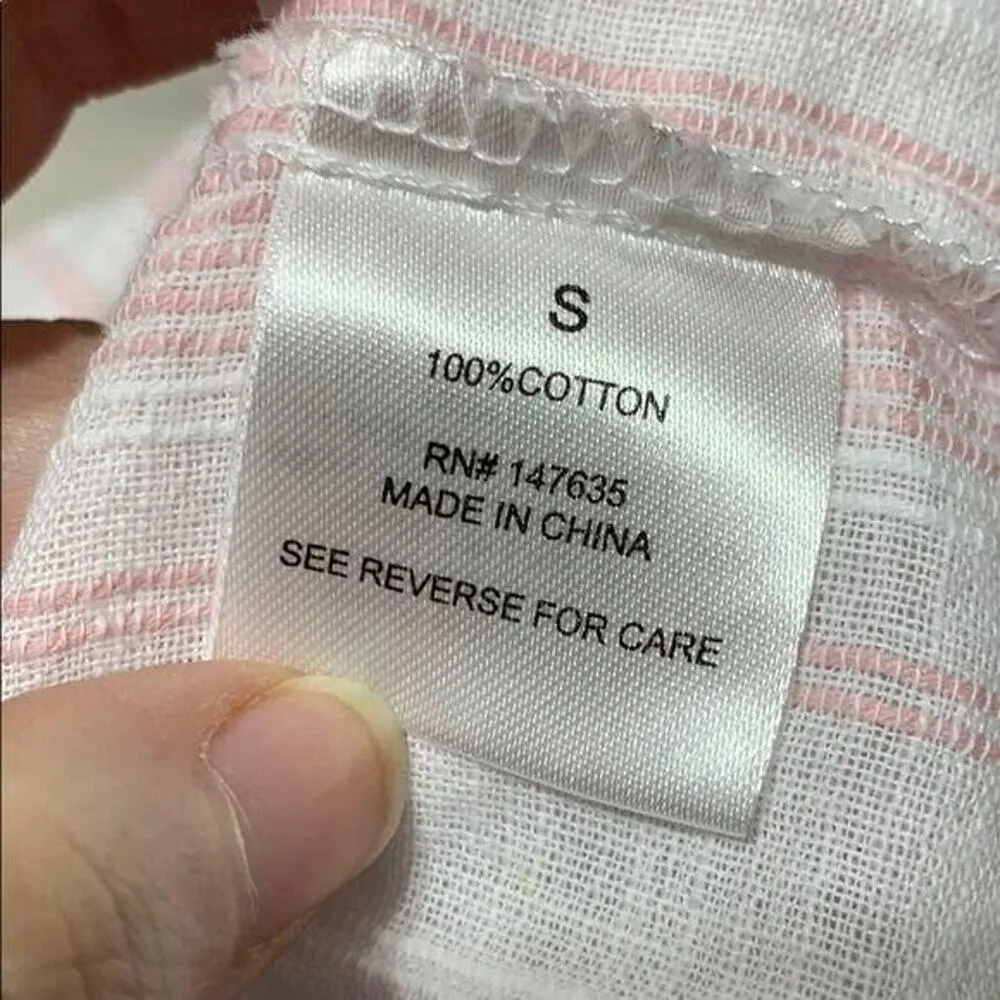 Romeo and Juliet Couture Womens Peasant Top Blouse Shirt Striped Pink White Sm - Image 7