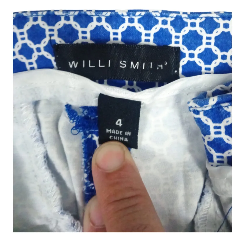 Willi Smith Women's Capri Pants Sz 4 blue-white print - Image 3